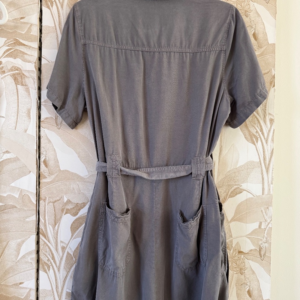 Gray Utility Romper – Belted Shirt Dress Style – Casual Chic - Picture 3 of 3